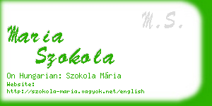 maria szokola business card